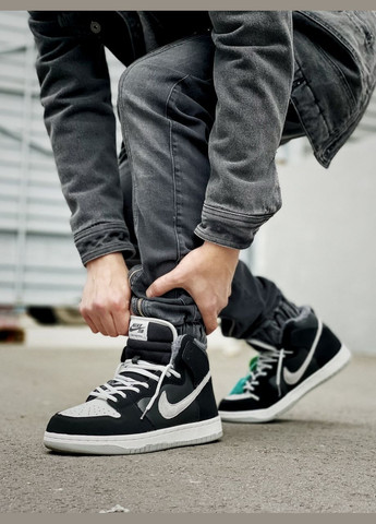 Черные зимние кроссовки зимние мужские nike sb dunk winter high black fur | найк сб данк черные с мехом No Brand