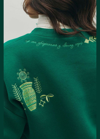 Зеленый женский свитшот оберег с вышивкой зеленый mkrm4225-2 Modna KAZKA (336933978)