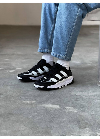 КРОССОВКИ ЖЕНСКИЕ ADIDAS NITEBALL BLACK WHITE АДИДАС НАЙТБОЛ No Brand чёрные демисезоны (367171260)