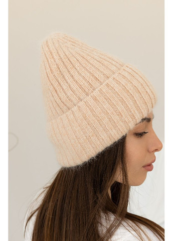 Тепла жіноча шапка "Ангора Лілі" з флісовою підкладкою Молочний No Brand (370606686)