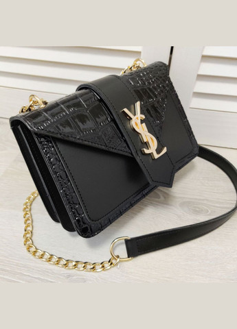 Сумка Ив Сен-Лоран (Чорний Кроко лакована з золотом) No Brand (297003718)