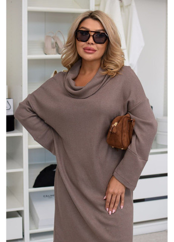 Светло-коричневое праздничный свободное теплое платье из ангоры лакости — замеры в описании силуэтная DK/DL Мода без кордонів однотонное