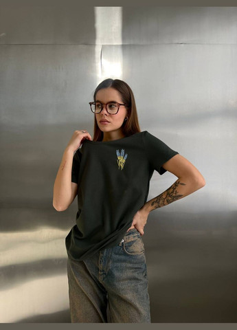 Хакі (оливкова) жіноча футболка кулір No Brand