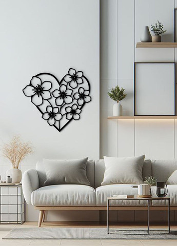 Интерьерная картина на стену, декор в комнату "Цветочное сердце", стиль минимализм 50х53 см Woodyard (292113197)