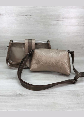 Женская сумка клатч с косметичкой на магните «Miranda» цвет прозрачный с золотом WeLassie (298921108)