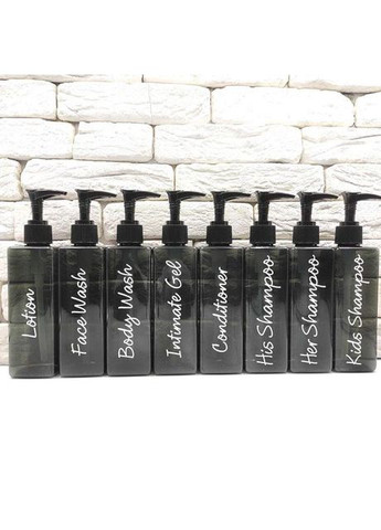 Набір дозаторів для ванної 250 мл "Неаполь" чорний пластик (8 шт) напис англ. No Brand (298794630)