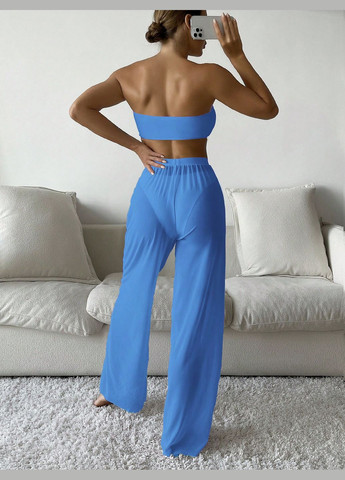 Синій літній купальник (ліф, трусики та штани) роздільний SHEIN