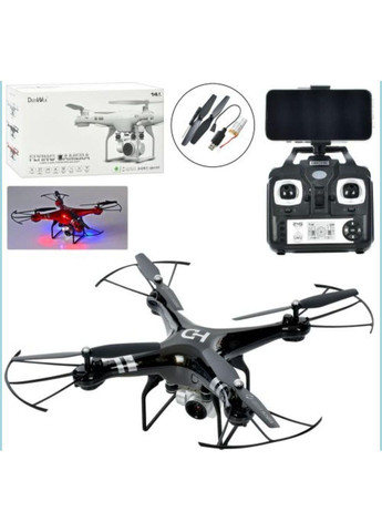 Квадрокоптер із камерою на радіокеруванні CK-23 акумулятор USB зарядне додаткові лопаті світло 27см Чорний Mhz (363831054)