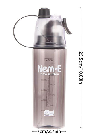 Бутылка для воды спортивная пластиковая черная с распылителем 600мл A.G. (356147336)