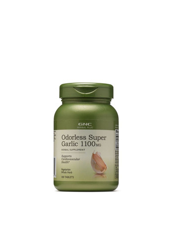 Натуральна добавка Herbal Plus Odorless Super Garlic 1100 mg, 100 таблеток GNC (293340464)