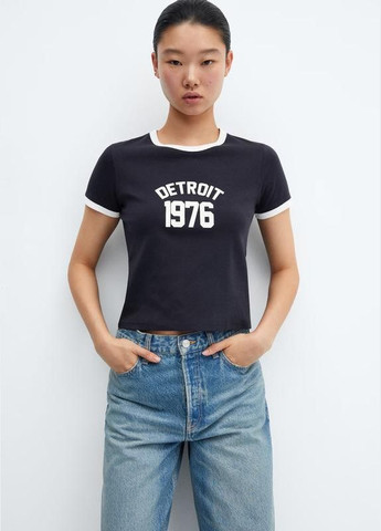 Хлопковая новая футболка с надписью Mango - (324445133)