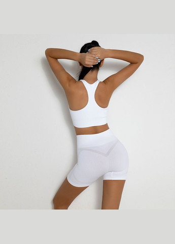 Комплект для фітнесу (спортивний костюм) топ та велосипедки Рубчик 10124 M білий Fashion (336547445)