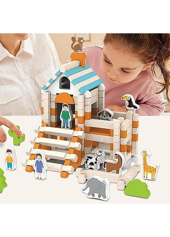 Деревянный конструктор Ферма с фигурками 107 деталей + 15 фигур No Brand (358936354)