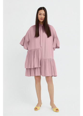 Розовое повседневный, кэжуал, коктейльное, вечернее платье fsc110221-808 оверсайз Finn Flare однотонное