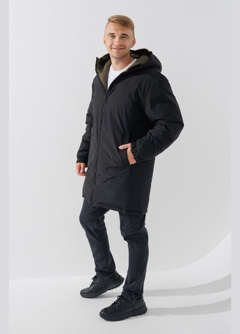 Оливковая (хаки) зимняя куртка двухсторонняя однотонная мужская 9906 хаки с черным (2000990543660w) shop (2000990543660) No Brand