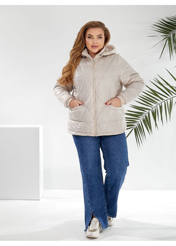 Молочная куртка стеганая плащевка с капюшоном,синтепон 100 Україна