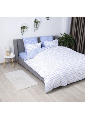 Комплект постільної білизни сімейний з наволочками 70*70 см, 115 гр/м2 Blueberry Dream Білий з блакитним (14460150215) ТЕП (364100165)