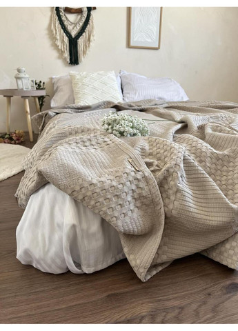 Покрывало Марокко вафельное хлопковое серобежевого цвета ZEINTEX (315346971)