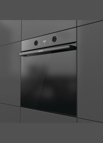 Духовой шкаф электрический, 77л, A+, пар, дисплей, пиролиз, черный Gorenje (314980333)
