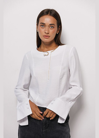 Біла укорочена блуза з довгими рукавами Arjen