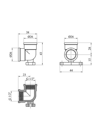 Угольник настенный усиленный 1/2" ВВ никелированный НК2301-Вн Lexline (332975473)