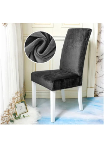 Вельветовый чехол для стула Velvet 48x55 см Тёмно-серый Diana Textile (380395288)
