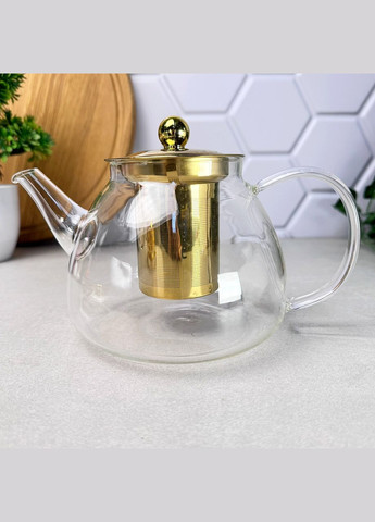 Скляний чайник для плити 1 л Dammann Золото No Brand (315436537)