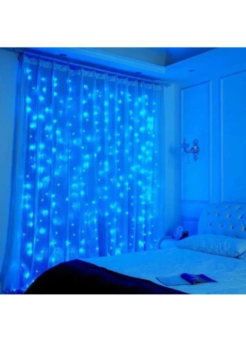 Новорічна світлодіодна гирлянда-штора “Роса” 2×2 м з 160 синими LED-лампочками та живленням USB No Brand (370606648)