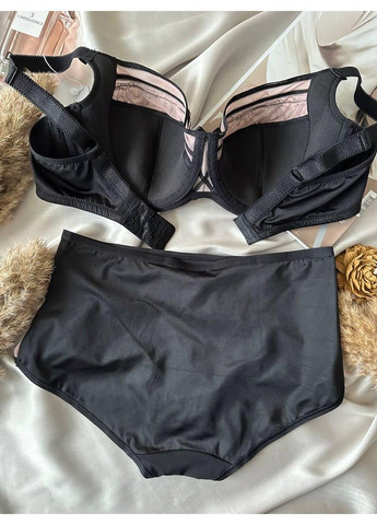 Черный черно бежевое женское белье комплект большого размера Lanny Mode