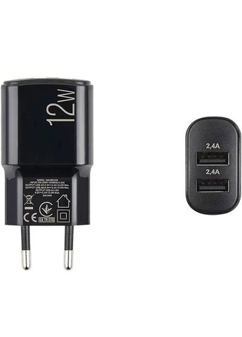 Зарядний пристрій ePower 12W 2xUSB-A + Cable USB-A to Lightning 1м Black (45012DULB) Brevia (400978860)