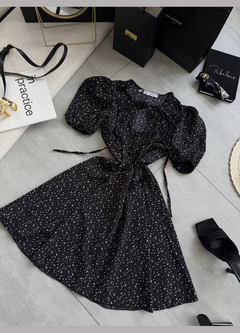 Черное повседневный, кэжуал женское платье а-силуэт Style Point с цветочным принтом