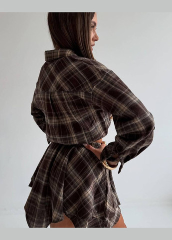 Жіночий костюм двійка: сорочка та спідниця, фланель No Brand С1512-362 (338622999)