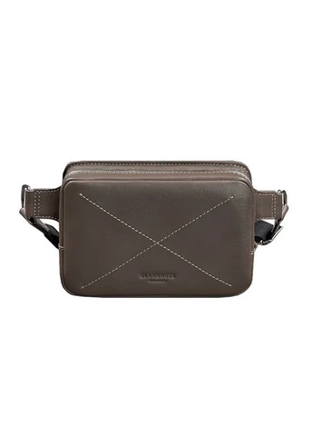 Шкіряна поясна сумка Dropbag Mini темно-бежева BlankNote (393219363)