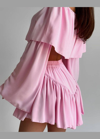 Розовый летний женский комплект с топом и юбкой Avanti