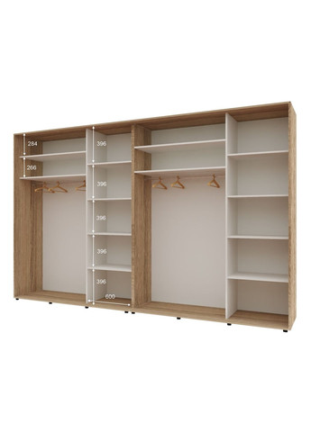 Шафа-купе чотиридверна 360*60*210 см Натуральний ДСП + Дзеркало + Дзеркало + ДСП Стандарт Комфорт Меблі (360470433)