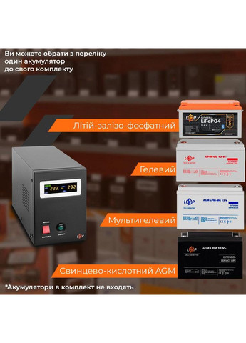 Джерело безперебійного живлення LPY-B-PSW-800VA+(560Вт) 5A/15A з правильною синусоїдою 12В LogicPower (369479630)