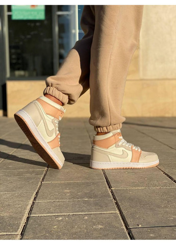 Сірі Осінні кросівки чоловічі nike air jordan 1 retro high white beige grey найк аір джордан No Brand