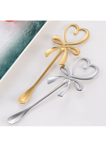 Кавова ложка у формі бантика 1 шт, золотого кольору. Ложка для морозива. No Brand (315034635)