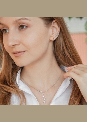 Кольє срібне Сузір'я на тонкому ланцюжку з яскравими білими фіанітами Каштан (342334990)