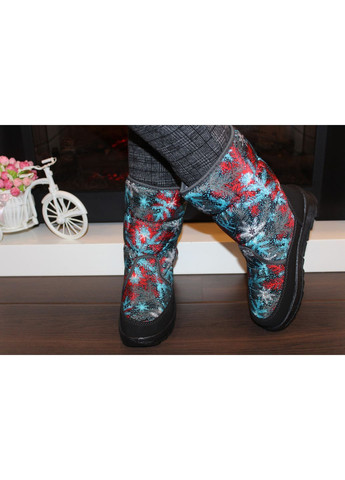 Бирюзовые сапоги дутики женские зимние No Brand на липучке