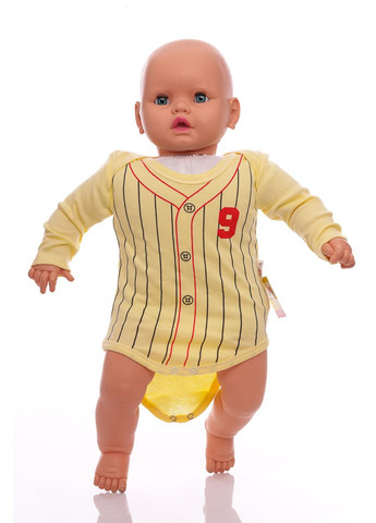 Боди с длинным рукавом для мальчика интерлок №9 желтый 62 см (39897) findik (296193188)