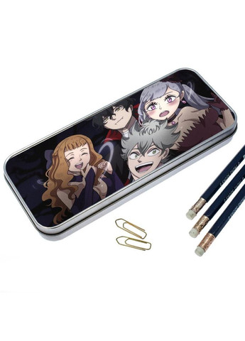 Органайзер для канцелярського приладдя металевий, кейс для дрібниць Чорна конюшина #002 7*18 см Silver No Brand (309156932)