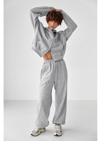 Теплий спортивний костюм з капюшоном з рожевим начісом - темно-сірий колір Lurex (370601892)