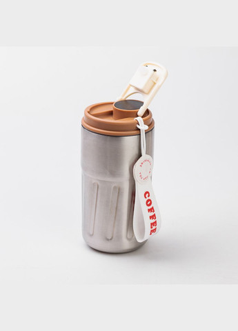 Термокружка Coffee с датчиком температуры 500 мл коричневая нержавеющая сталь вакуумная изоляция с ремешком Yiwu (322340286)