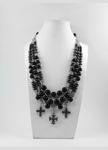 Эксклюзивные бусы "Анфиса" Агат, Гематит рондель, 3-ряды Fursa fashion (322313973)