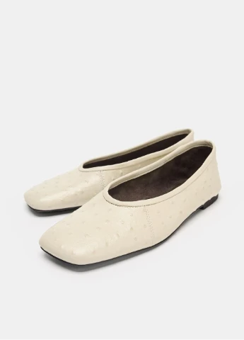 Жіночі балетки Zara | світло-жовті однотонні натуральна шкіра (363021468)