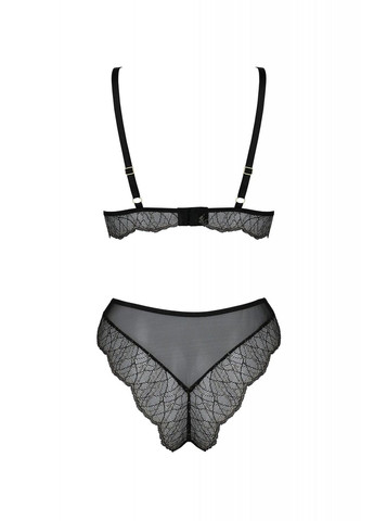 Комбінований демісезонний комплект білизни amberly set 4xl/5xl black, ліф, трусики бразиліана, люрексова нитка, 4xl/5xl Passion