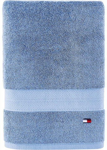 Tommy Hilfiger рушник банний modern american solid cotton bath towel світло блакитне синій виробництво -