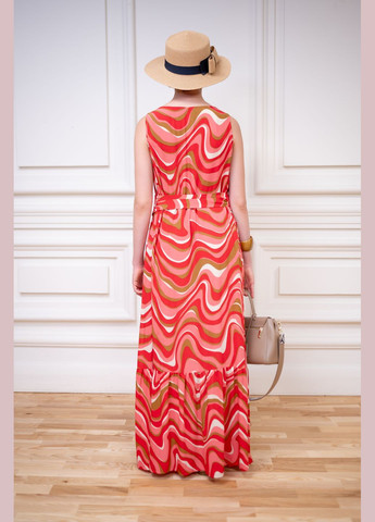 женский воскозный сарафан под пояс в красно-бежевую полоску карлоу Dolcedonna