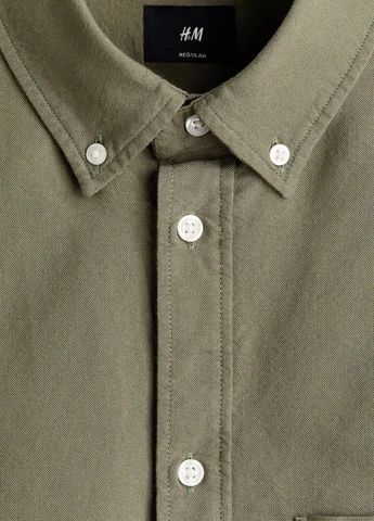 Оливковковая (хаки) кэжуал рубашка H&M